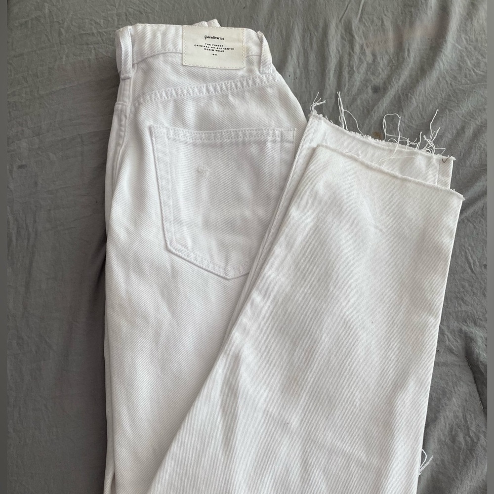 White straight leg pants